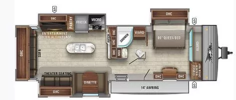 34' 2021 Jayco Jay Flight 34RSBS w/3 Slides Floorplan