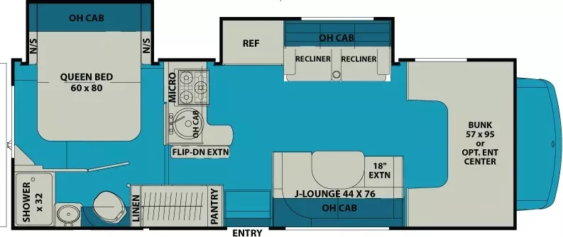 29' 2017 Coachmen Leprechaun 260DS w/2 Slides Floorplan