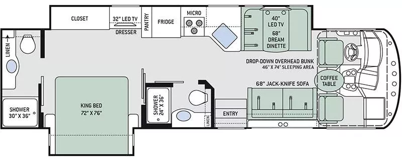 33' 2018 Thor Ace 32.1 w/2 Slides Floorplan