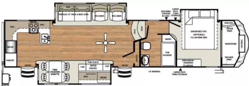 41' 2017 Forest River Sandpiper 37RKOK w/3 Slides Floorplan