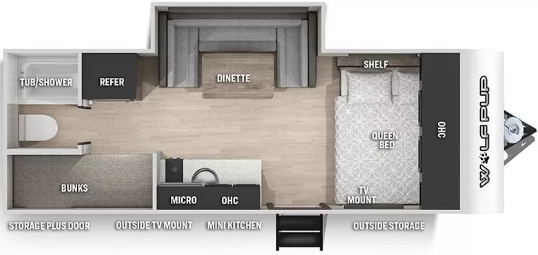 24' 2021 Forest River Cherokee Wolf Pup 17JG w/Slide - Bunk House Floorplan