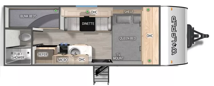 16' 2022 Forest River Cherokee Wolf Pup 16HE Floorplan