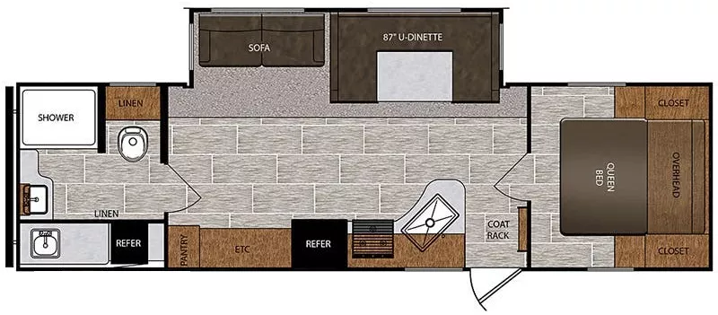 32' 2018 Forest River Prime Time Avenger Ati 27RBS w/Slide Floorplan