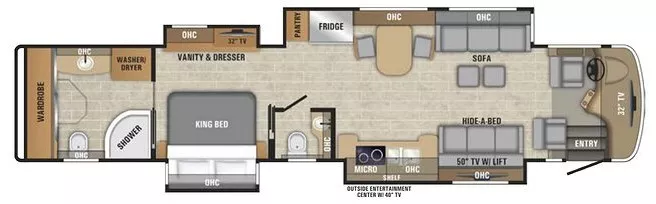 44' 2019 Entegra Coach Anthem 44W 450hp Cummins w/4 Slides Floorplan