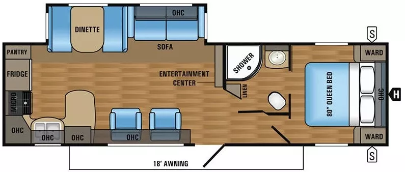 31' 2017 Jayco Jay Flight M 29RKS w/Slide Floorplan