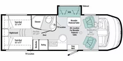 25' 2013 Itasca Reyo 25T 188hp Mercedes Benz w/Slide Floorplan