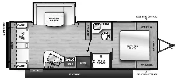 28' 2024 Forest River Catalina 231MKS w/Slide Floorplan