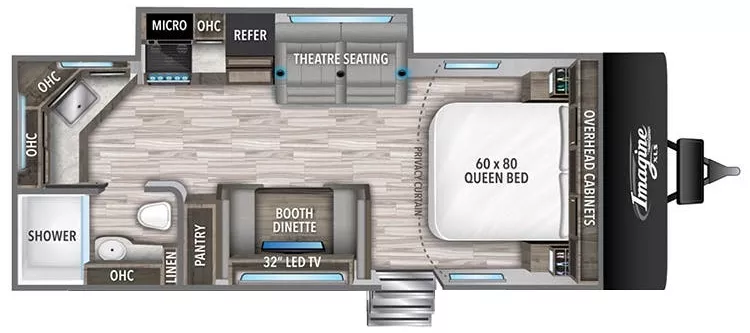 26' 2020 Grand Design Imagine Xls 22M w/Slide Floorplan