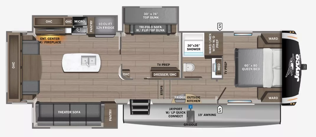 37' 2023 Jayco Eagle Ht 31MB w/3 Slides - Bunk House Floorplan