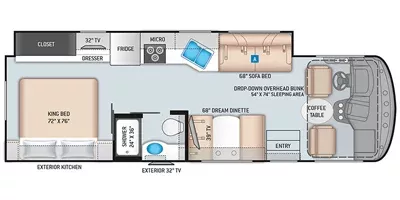 30' 2023 Thor Windsport 29M w/Slide Floorplan