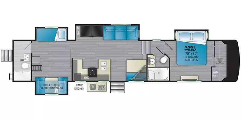 42' 2021 Heartland Milestone 386BH w/4 Slides - Bunk House Floorplan