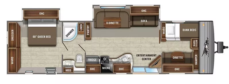 40' 2020 Jayco Jay Flight 38BHDS w/2 Slides Floorplan