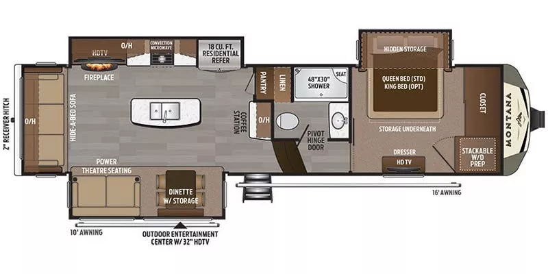 35' 2019 Keystone Montana 20 Anniversary 3121RL w/3 Slides Floorplan