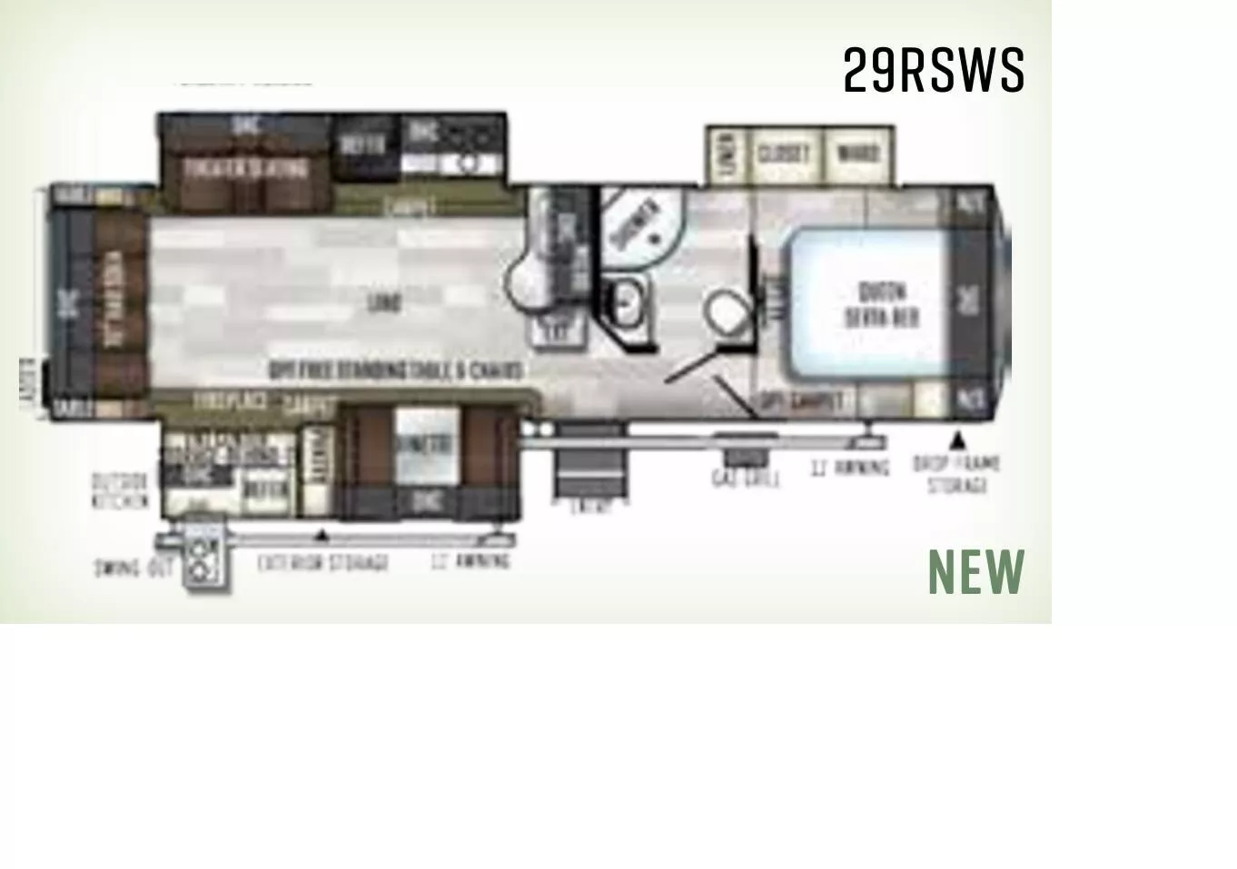 35' 2019 Forest River Flagstaff 29rsws 29RSWS w/3 Slides Floorplan