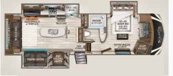 34' 2019 Grand Design Solitude 310GK w/3 Slides Floorplan