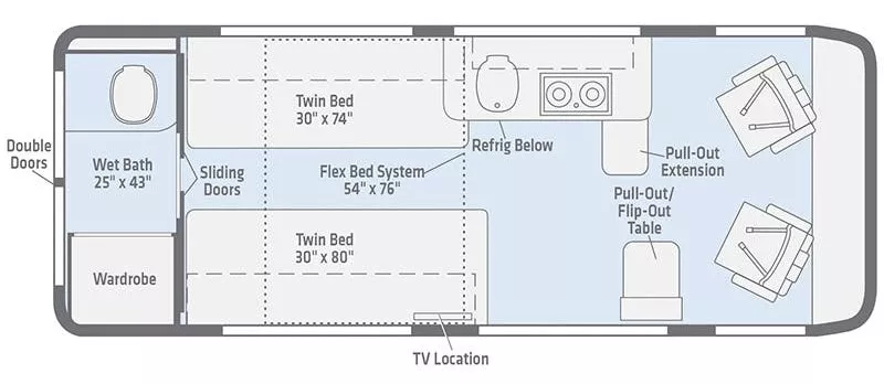 22' 2019 Winnebago Travato 59K Floorplan