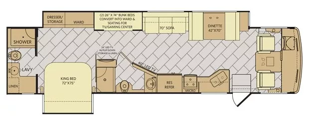 38' 2017 Fleetwood Storm 36F w/2 Slides - Bunk House Floorplan