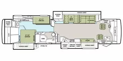 40' 2013 Tiffin Phaeton 40QKH 380hp Cummins w/4 Slides - Bunk House Floorplan