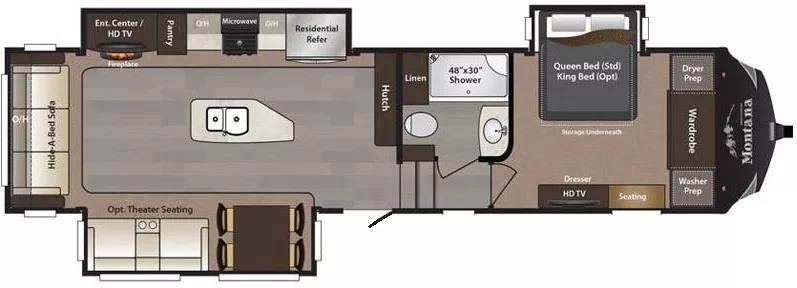 39' 2017 Keystone Montana High Country 353RL w/3 Slides Floorplan