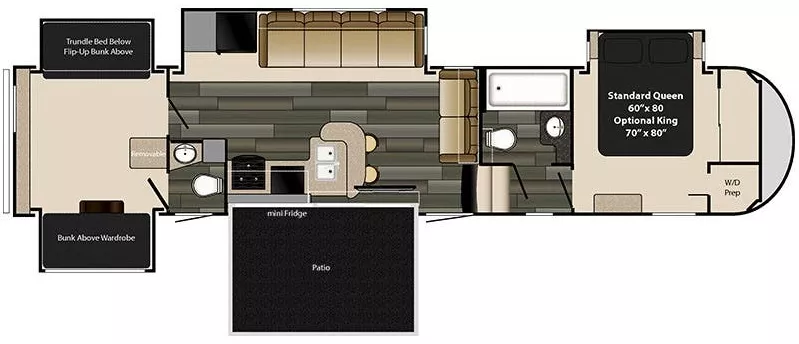 42' 2016 Heartland Gateway 3700PTB w/4 Slides & Generator  - Bunk House Floorplan