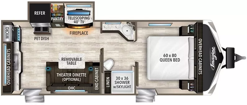 27' 2020 Grand Design Imagine 2250RK w/Slide Floorplan