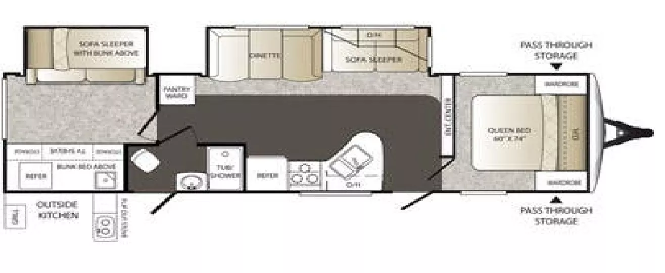 38' 2016 Keystone Outback 312BH w/2 Slides - Bunk House Floorplan
