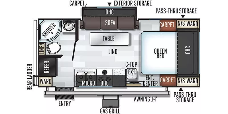 30' 2019 Forest River Rockwood Mini Lite 2109S w/Slide Floorplan