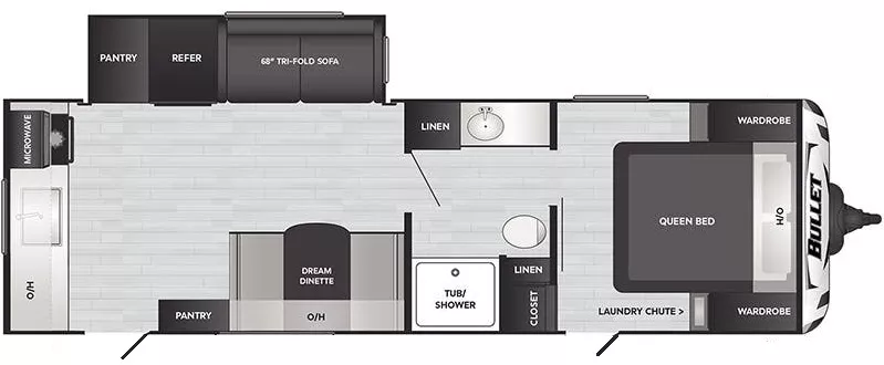 30' 2021 Keystone Bullet Crossfire 2500RK w/Slide Floorplan