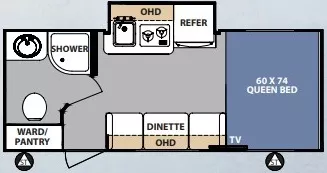 20' 2017 Forest River Rpod 180 w/Slide Floorplan