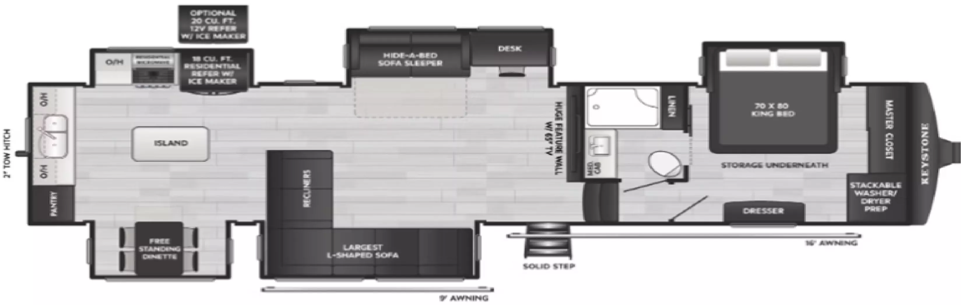 40' 2025 Keystone Alpine Avalanche 366LS Floorplan