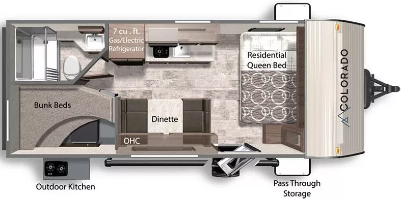 25' 2022 Dutchmen Colorado 19BHC - Bunk House Floorplan