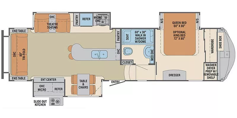 36' 2018 Forest River Palomino Columbus Compass 298RLC w/3 Slides Floorplan