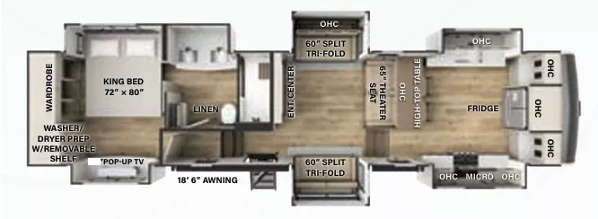 41' 2024 Forest River Columbus 388FK w/6 Slides Floorplan