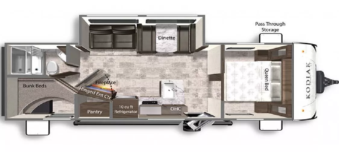 31' 2022 Dutchmen Kodiak 27SBH w/Slide Floorplan