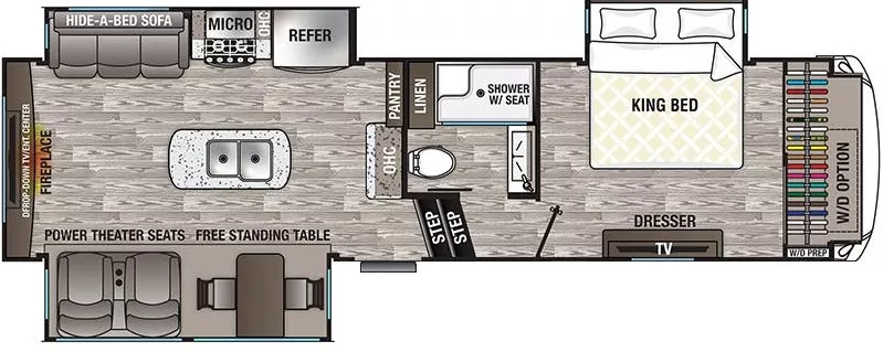 33' 2021 Forest River Cedar Creek Silverback 29RW w/3 Slides Floorplan