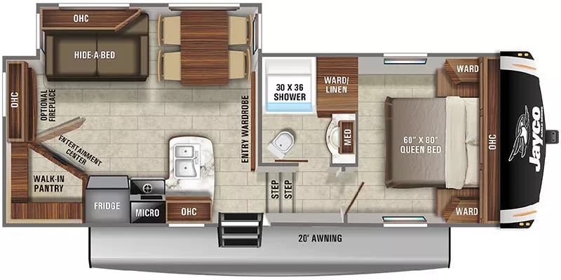 29' 2021 Jayco Eagle Ht 24RE w/Slide Floorplan