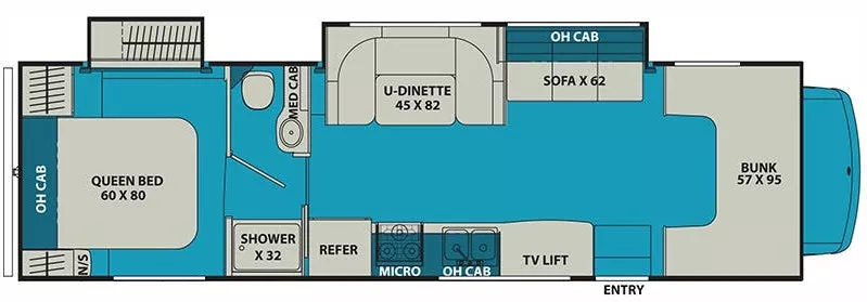 32' 2017 Forest River Leprechaun 319MB w/2 Slides Floorplan