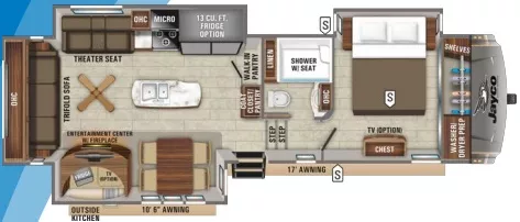 37' 2020 Jayco Eagle 317RLOK w/3 Slides Floorplan