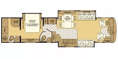 41' 2007 Fleetwood Revolution 40E 400hp Caterpillar w/3 Slides Floorplan