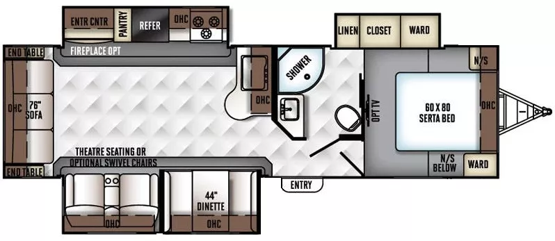 29' 2017 Forest River Flagstaff Super Lite 29KSWS w/3 Slides Floorplan