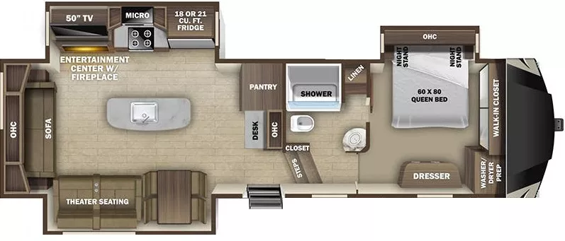 36' 2020 Highland RV Mesa Ridge 314RLS w/3 Slides Floorplan