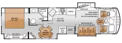 38' 2015 Thor Challenger 37KT w/3 Slides Floorplan