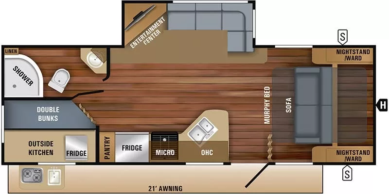 29' 2018 Jayco White Hawk 24MBH w/Slide - Bunk House Floorplan