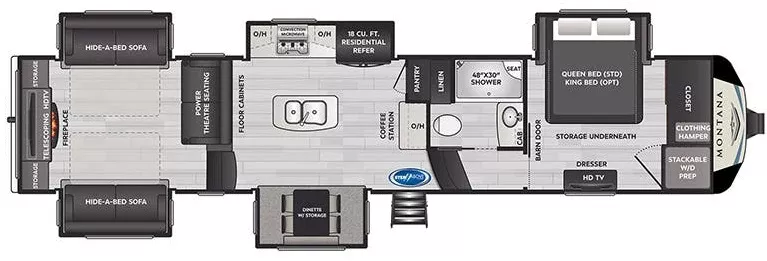 40' 2021 Keystone Montana 3791RD w/5 Slides Floorplan