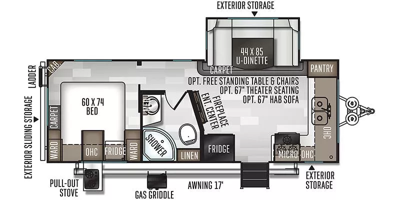 25' 2020 Forest River Rockwood Mini Lite 2506S w/Slide Floorplan