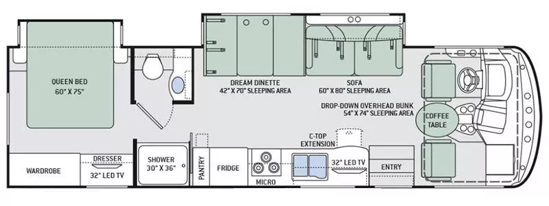 31' 2017 Thor Hurricane 31S w/2 Slides Floorplan