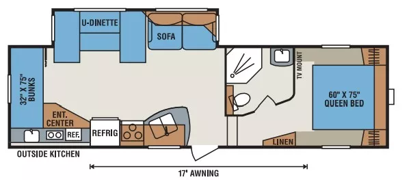 32' 2011 Kz Durango M-295BH w/Slide - Bunk House Floorplan