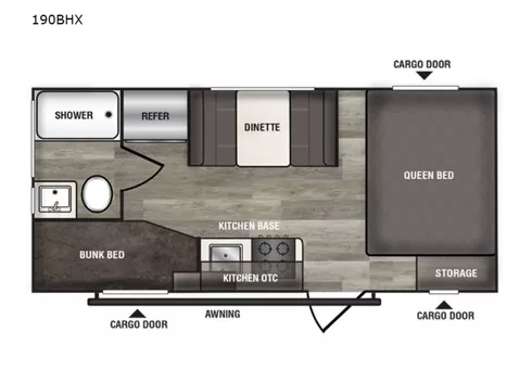 21' 2023 Riverside RV Xplorer Series 190BH - Bunk House Floorplan