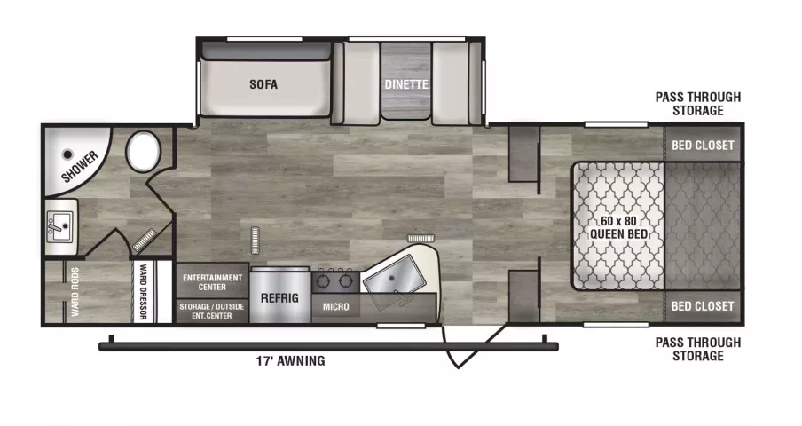 30' 2021 Riverside RV Intrepid Series 279RBC w/Slide Floorplan