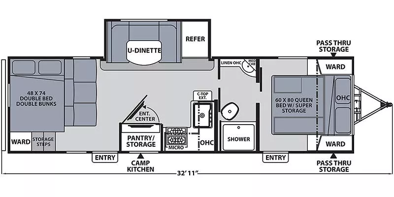 33' 2023 Coachmen Apex Ultra Lite 266BHS w/Slide - Bunk House Floorplan